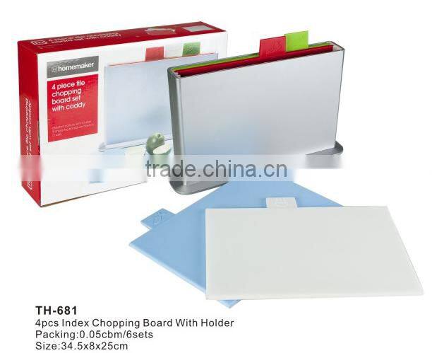 100% BPA free 4pcs Index Chopping Board/Cutting Board Set