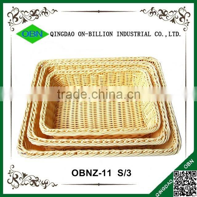Plastic pp rattan woven wholesale bread baskets