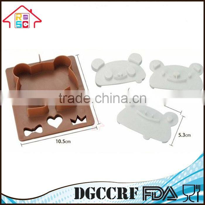 NBRSC Kitchen Plastic DIY Frog Bear Panda Shape 3 in 1 Sandwich Maker Bread Mold Cutter As Seen on TV