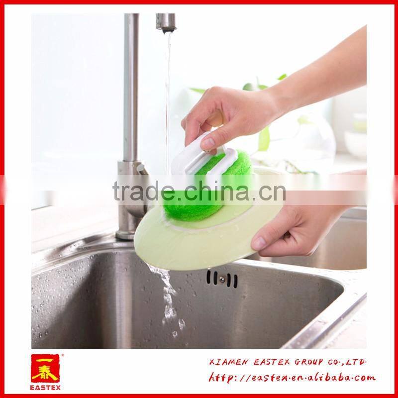 Handheld cleaning cloth and brush for bathroom and kitchen
