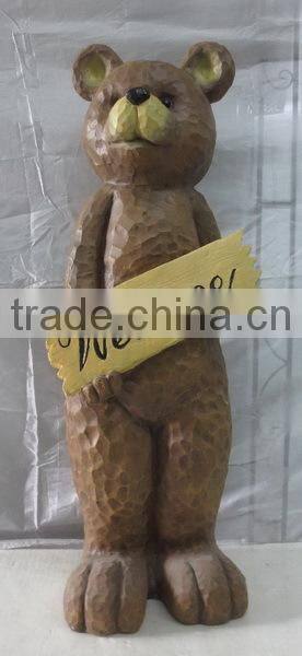 Welcome door decoration fiberglass life size garden bear statue