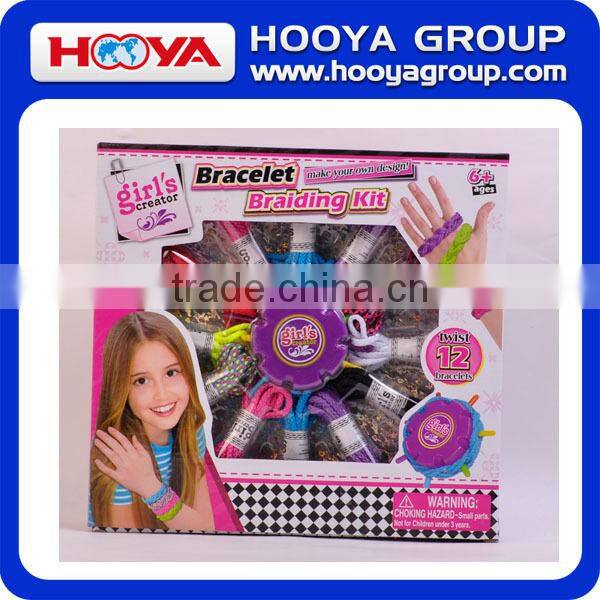 2015 china supplier diy kid funny toy girl's creator rope weaving bracelet braiding kit