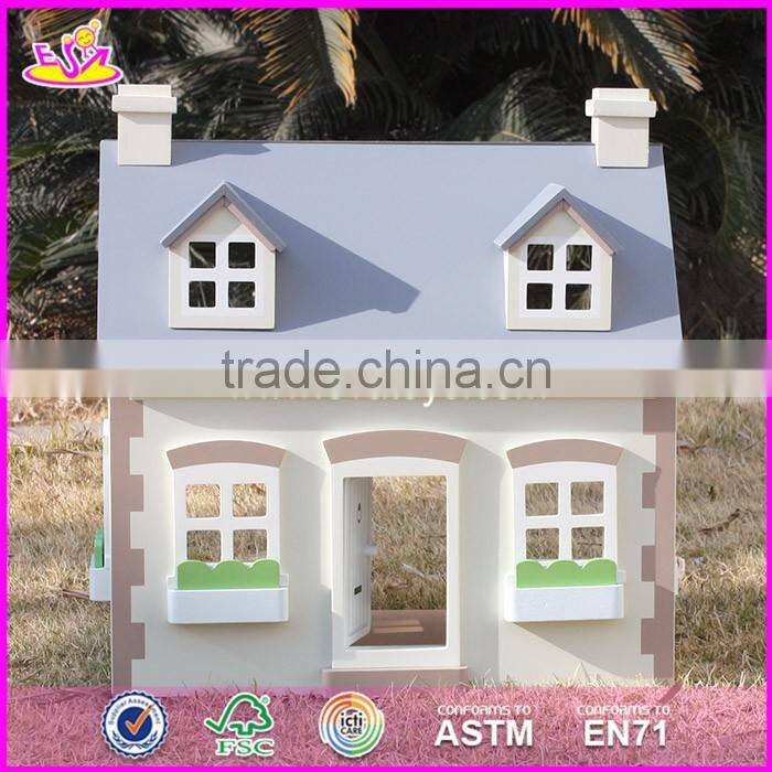 2017 New design children solid wood victorian dolls house W06A236