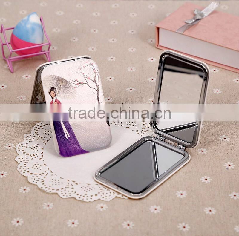 CJA17-Chrome Finishing customized Makeup Pocket hand mirror foldabel mirror