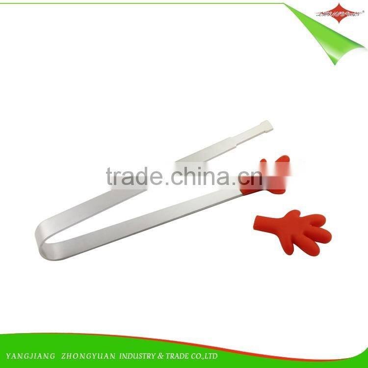 ZY-H2029A Hight Quality 5" palm shape mini silicone food tongs for promotional gift