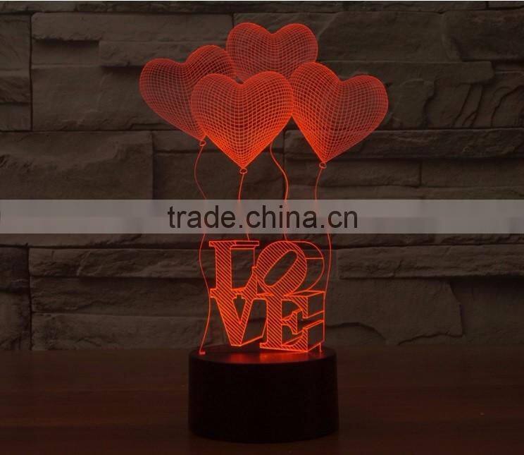 3D LED Acrylic Full Color Visual Lamp Light LOVE Symbol