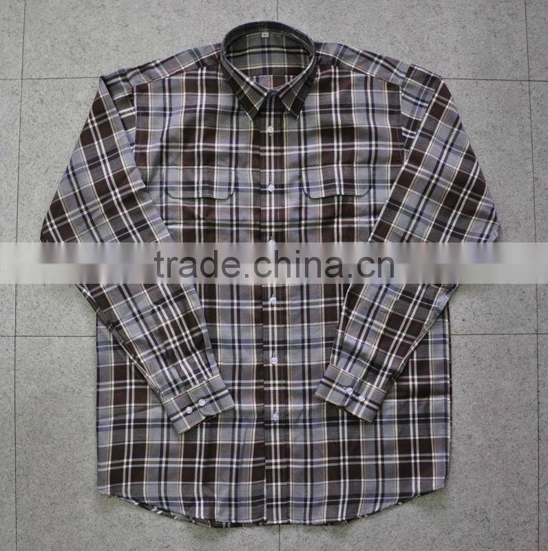 high quality 100%cotton men's long-sleeve checked casual shirts
