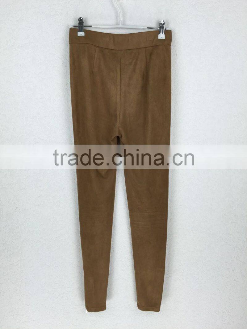 Custom fashion comfortable brown cotton new casual wide leg trousers / pants women 2016
