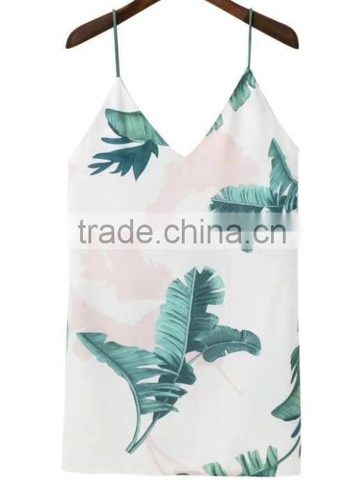Print Cami Summer Dress Women White Double V Neck Floral Sexy Brief Dresses 2017 Sleeveless Casual Mini Shift Dress