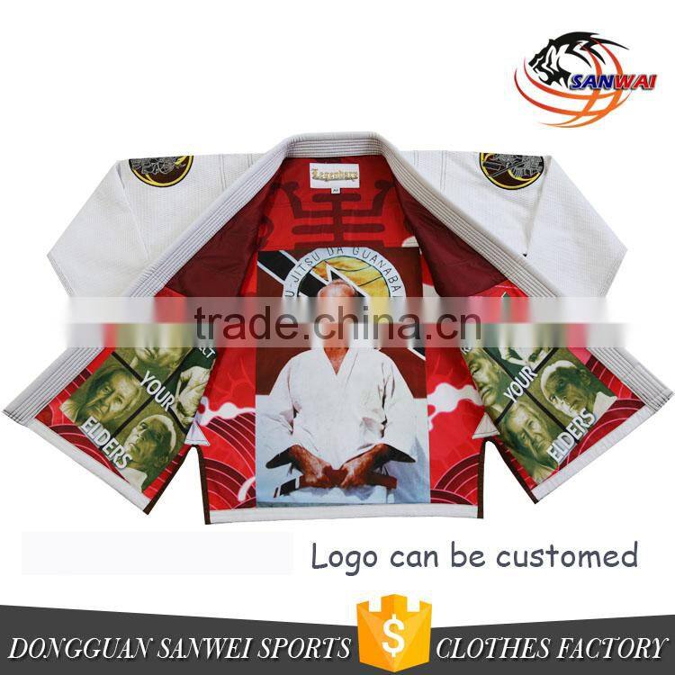 Cotton judo gi with embroidery and woven patches and blank bjj/kimono