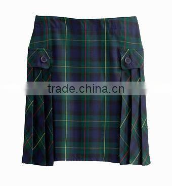 Trendy style 100% cotton sides pleated school skirt for teenager girls