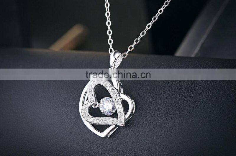 Popular Girl Fashion Girls Dainty Double Heart Pendant Necklace With AAA Zircon