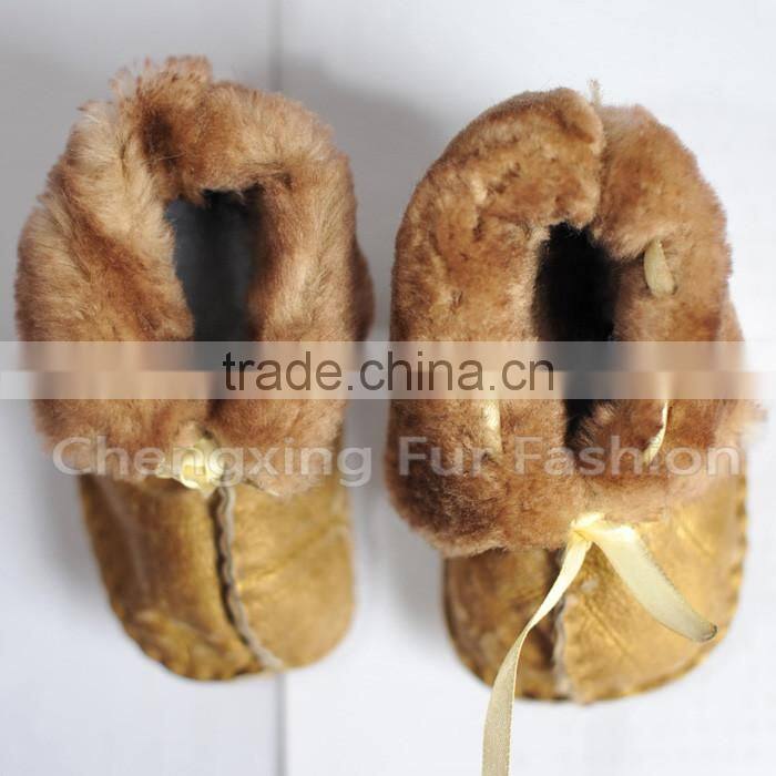 CX-SHOES-01 Warm Soft Genuine Sheep Skin Fur Baby Shoe