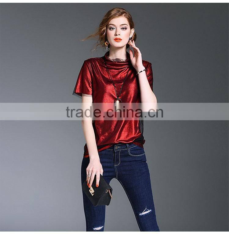 Maxnegio top fashion girl t shirt mirror work golden colour designs blouse