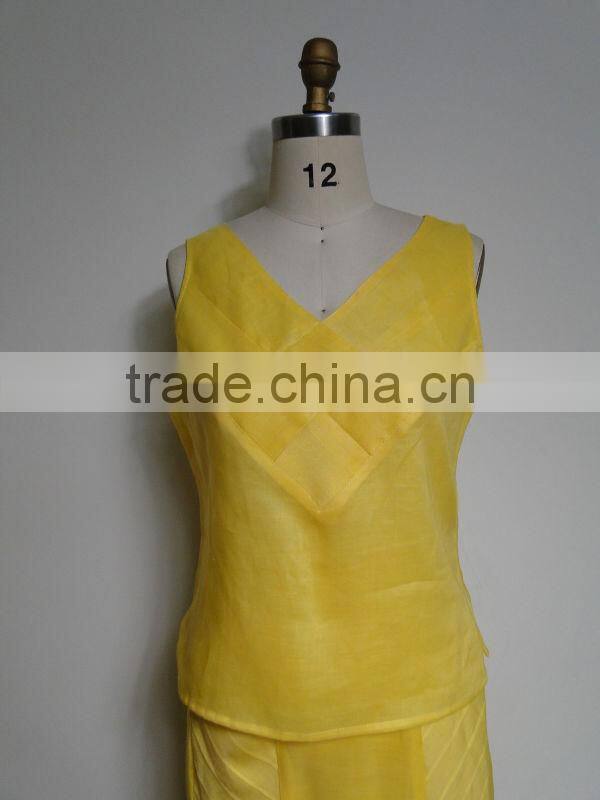 Ladies ramie linen 3 pcs skirt business suit design