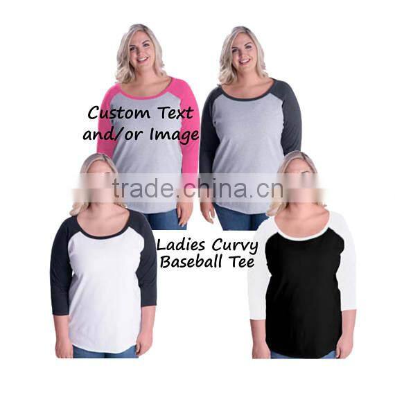 Custom text and/or image ladies curvy v-neck tee ,custom oversized ladies tshirt