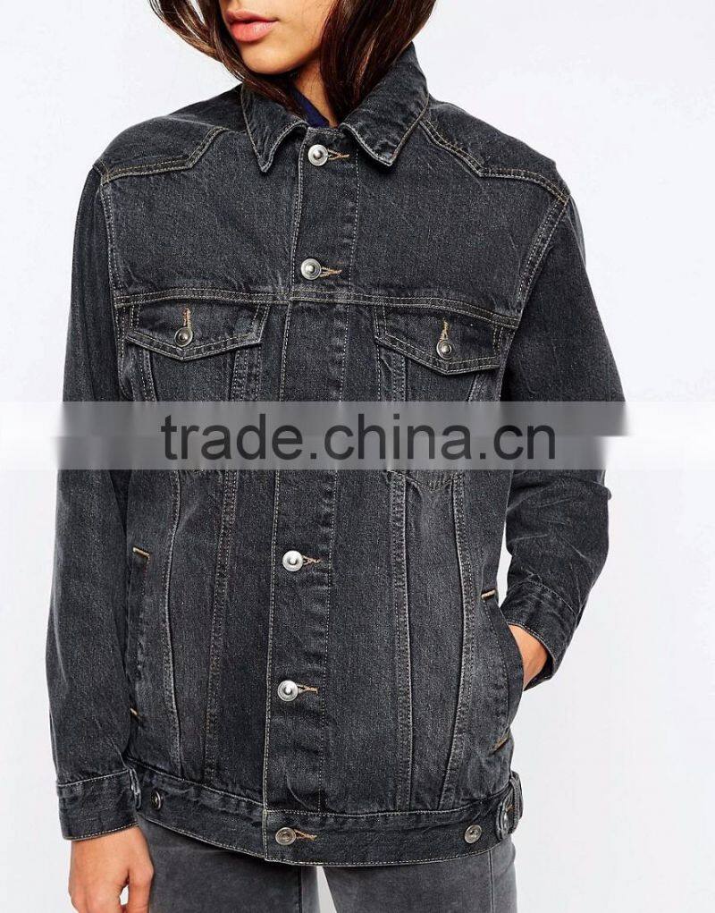 Wholesale Price Women Fashion Washed Winter Denim Jacket Woman Apparel