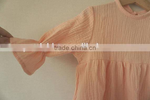 Wholesale Double Layer Muslin Dress Baby Frock Design Pictures Ruffle Sleeve Girl Dresses