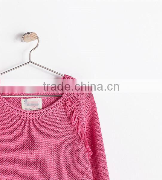 2014 Girl's lovely frills knitted pullover sweater