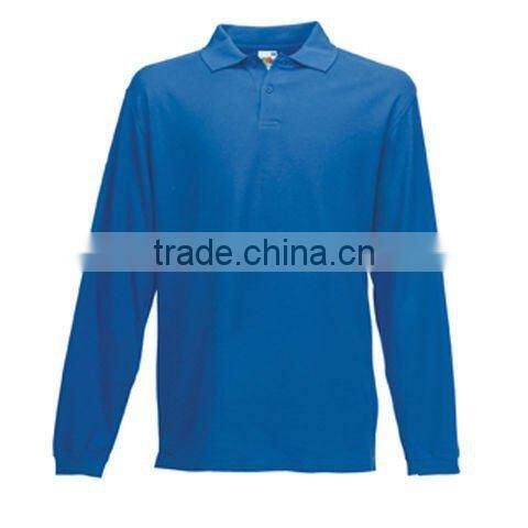 Cheap Custom Printed 100% Cotton Premium Long Sleeve Pique Polo Shirts for Men