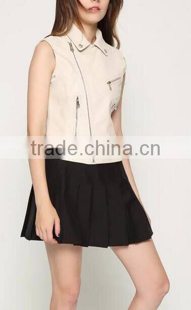 Runwaylover EY1050C 2017 Ladies Fashion Sleeveless Pu Jackets
