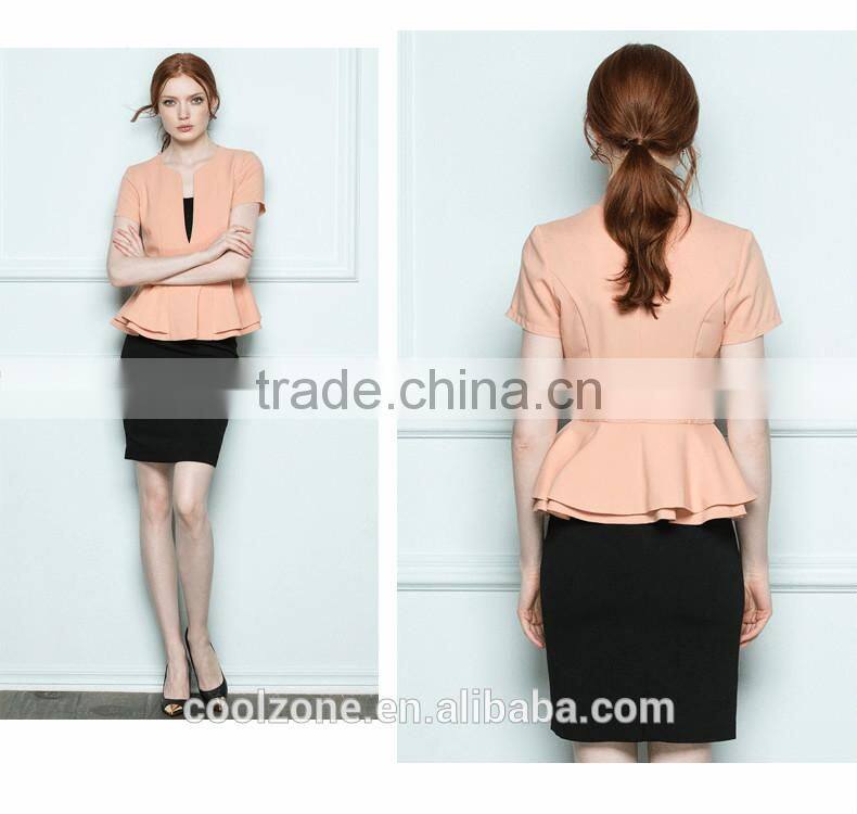 Women summer two pieces business suits office lady uniform