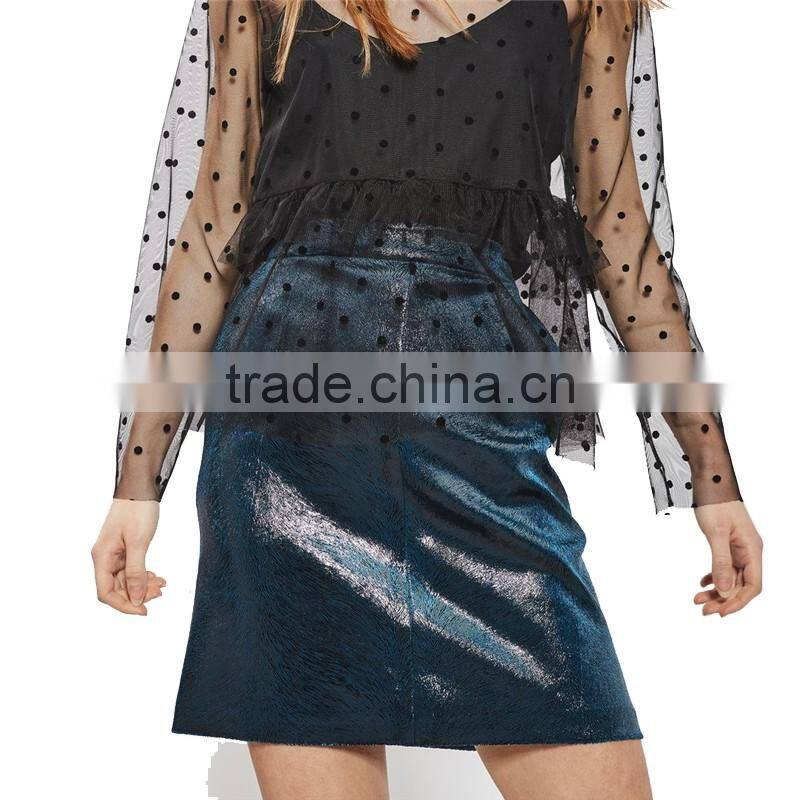 2017 OEM Spring Elegant High Waisted Velvet Wrap Around Skirt