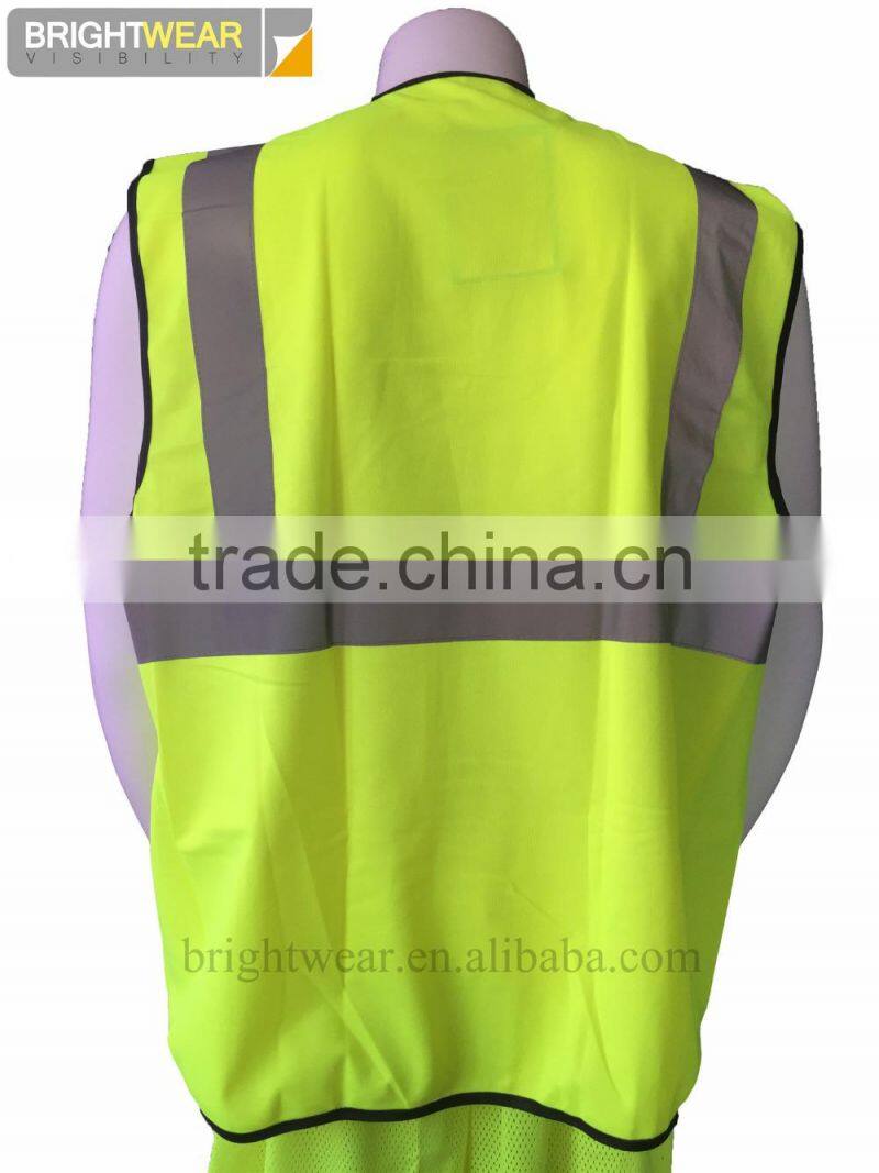 ANSI safety tricot vest with hook and loop fastener for usa market