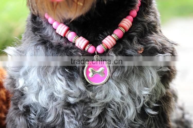 RH1911H dog necklace round bone brand pet necklace with Dog tag