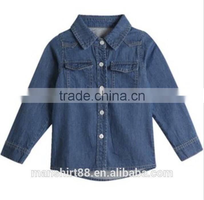 Latest fashional denim long sleeve shirts for kids