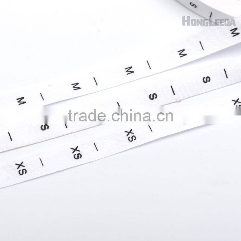 Natural bleach White COTTON size label clothing print tags silk screen garment tags XS-XXXL