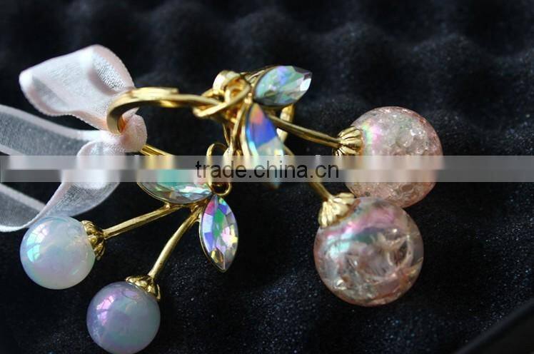 Promotional Gifts,Keychain,Key Chain,Glass Bead Cherry Carabiner Key Rings