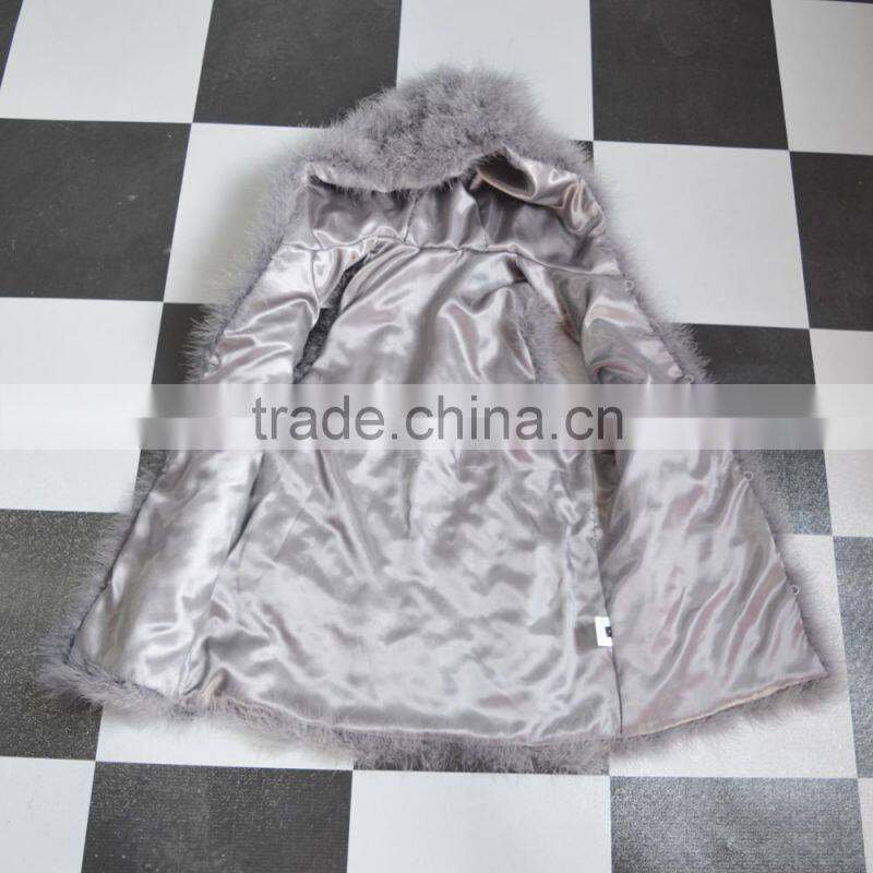 SJ007-01 Top Quality 2017 Fashion Apricot Turkey Feather Vest