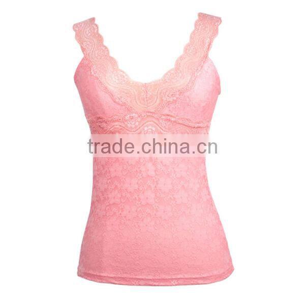 Sexy Seamless Stretch Lace Trim Cami Strap 6 Colors Ladies' Tank Top-1