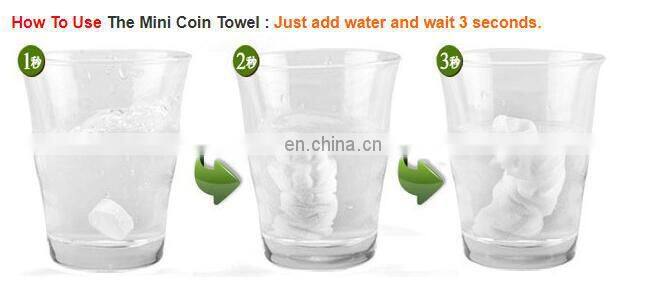 100% natural ECO Mini Disposable Magic Compressed Coin Tissue