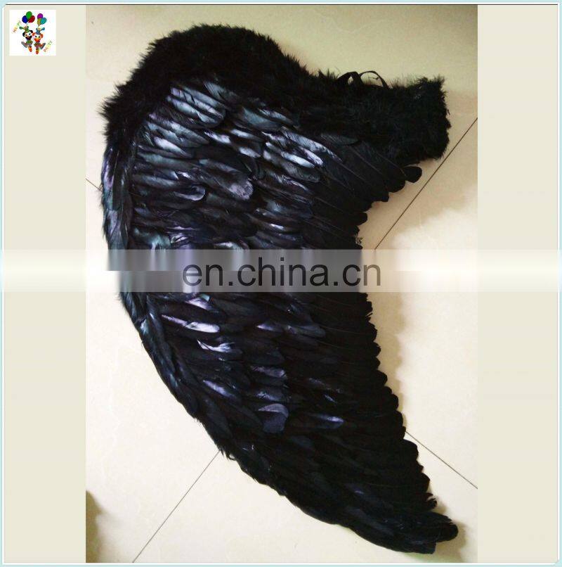 Gothic Fairy Dress Up Party Prop Black Feather Angel Wings with Halo HPC-0811