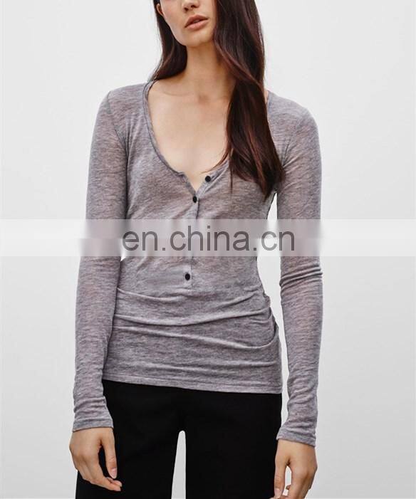 High Quality Clothing Manufacturers Ladies Polyester Spandex Blouse Wholesale Fashion Clothing NT7005