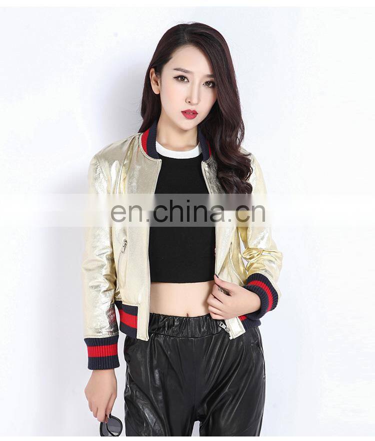 Women Autumn 2016 New Motorcycle Leather Coats Short Korean Version of Slim Real Leather Coat Female