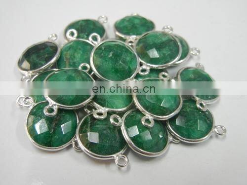 Sterling Silver Bezel Connector, Dyed Ruby Bezel With Gold Plated of SAC4041BC