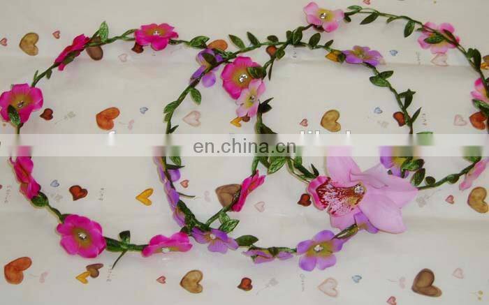2014 Latest Fashion&Elegant Artificial Flower Head band Jewelry ,Romantic wedding/Bridal Head Wreath,New Design for Girls