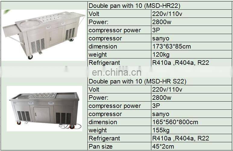 Thailand double pans frying ice cream roll fried ice cream roll machine