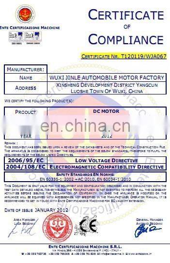 Certifications 114mm 100% Copper Wire 48V Forklift Motor