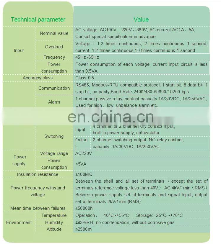 three phase lcd display intelligent smart ammeter Acrel AMC72L-AI3