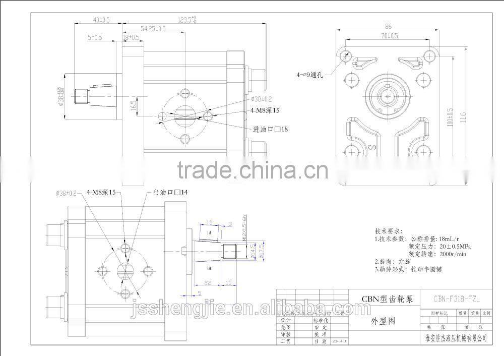 2CBN hydraulic double gear pump,manufacturer in china