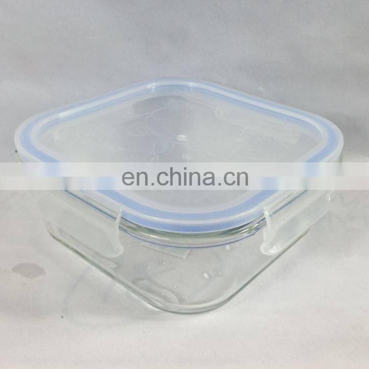Microwave oven safe glass food storage container with snap locking lid