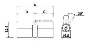 C66SN:Trust 66mm Euro Profile Brass security lock cylinder