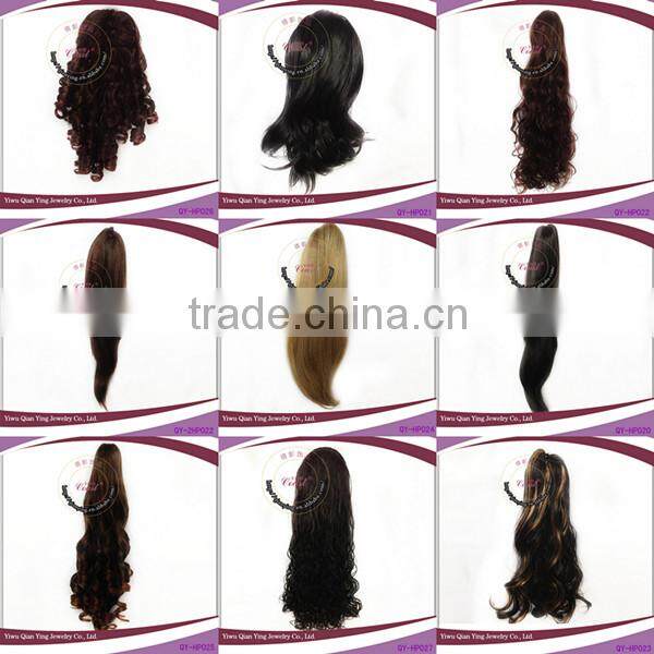 brown natural way easy clips curly synthetic fiber hair extensions