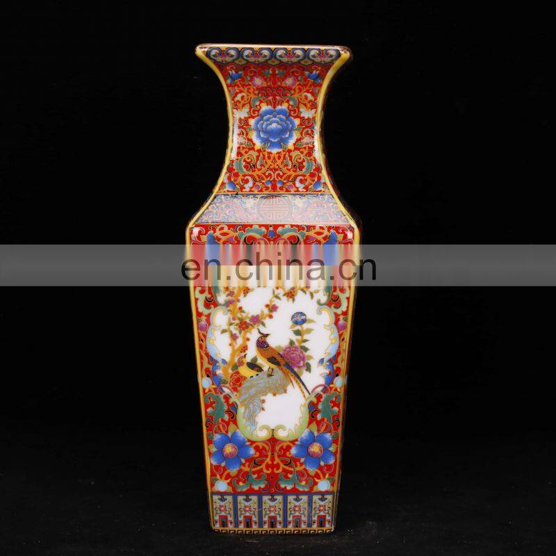 Chinese Antique Reproduction Qing Yongzheng Year Ceramic Porcelain Flower Vase
