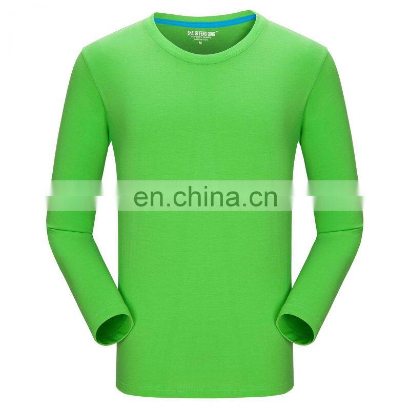 Clothing wholesale custom brand 100% Organic cotton high quality round neck plus size men's sportswear long-sleeved t-shirt