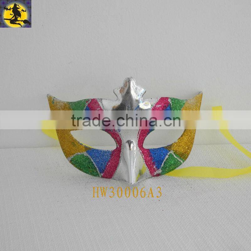 Black Plastic Halloween Eye Mask with Beeds Decoration